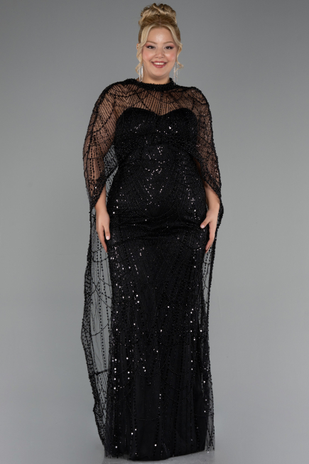 Robe De Mariée Grande Taille Longue Perlé Noir ABU5328