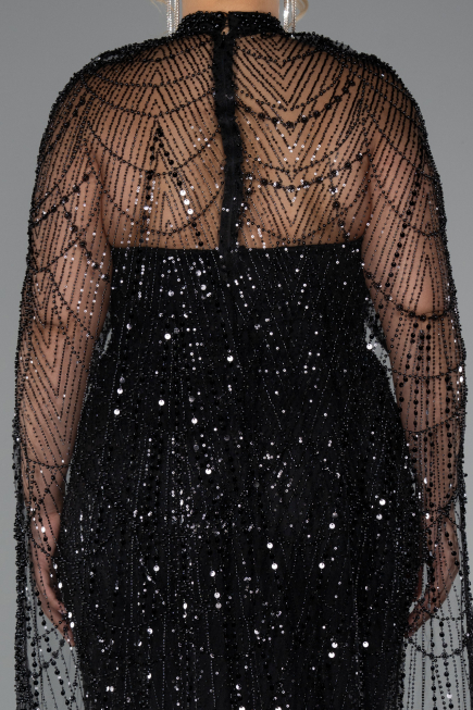 Robe De Mariée Grande Taille Longue Perlé Noir ABU5328
