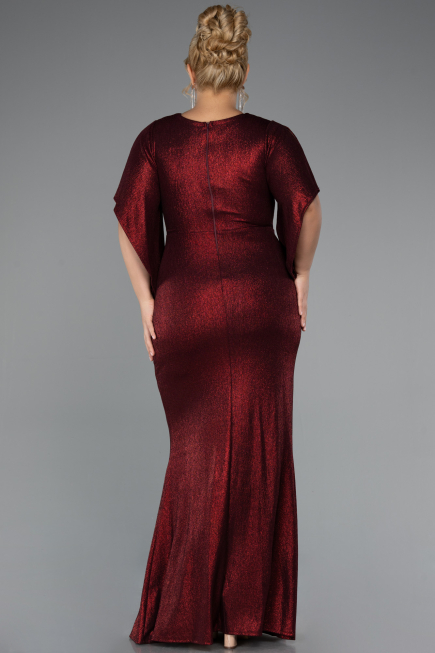 Robe de Soirée Grande Taille Longue Rouge Bordeaux ABU3280