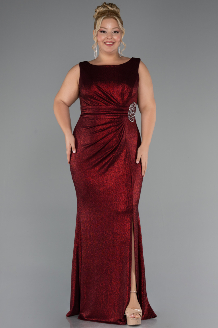 Robe de Soirée Grande Taille Longue Rouge Bordeaux ABU5231