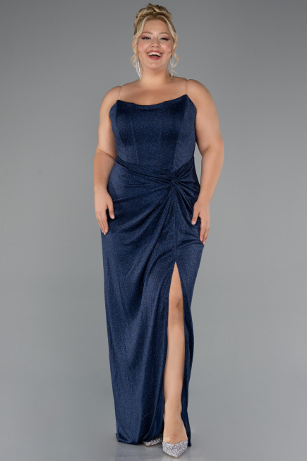 Robe De Soirée Grande Taille Longue Bleu Marine ABU5340