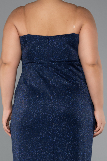 Robe De Soirée Grande Taille Longue Bleu Marine ABU5340