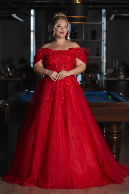 Robes De Soirée Grande Taille Longue Rouge ABU4722