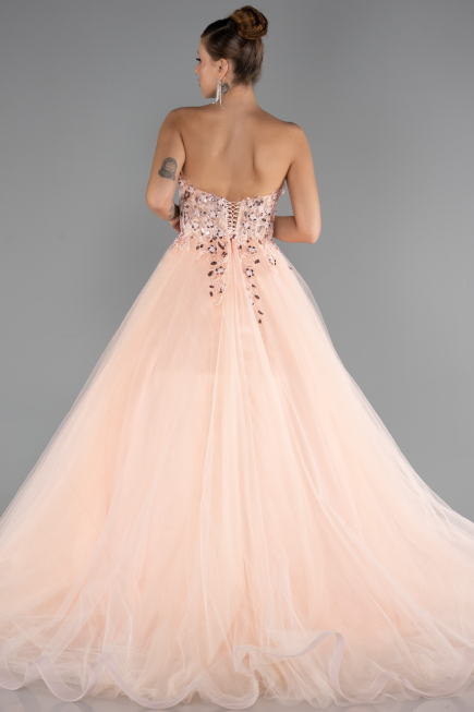Robe Haute Couture Longue Saumon ABU5342