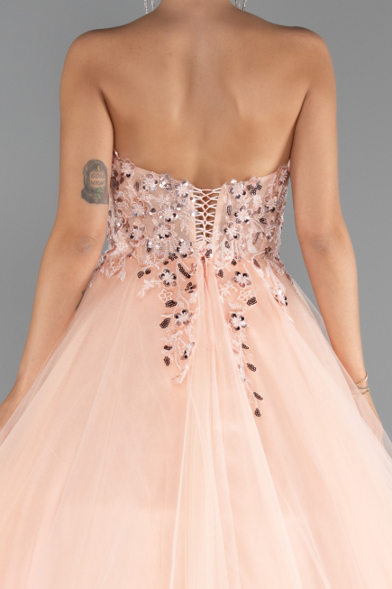 Robe Haute Couture Longue Saumon ABU5342