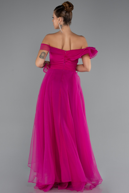 Robe de Soirée Devant Court Dos Long Fushia ABO120