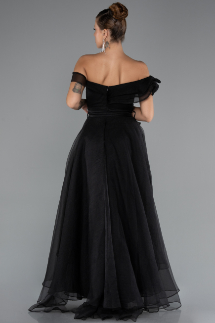 Robe de Soirée Devant Court Dos Long Noir ABO120