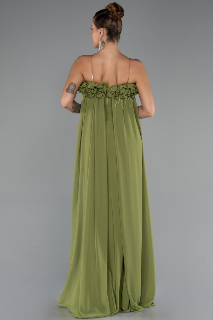 Robe de Soirée Longue Mousseline Pistache vert ABU5351