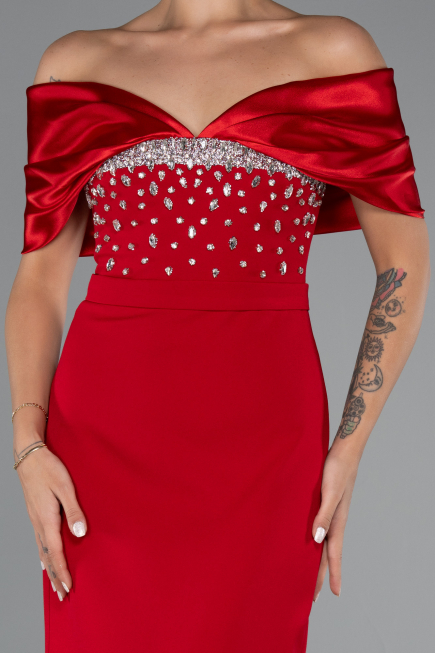 Robe de Soirée Longue Rouge ABU5352