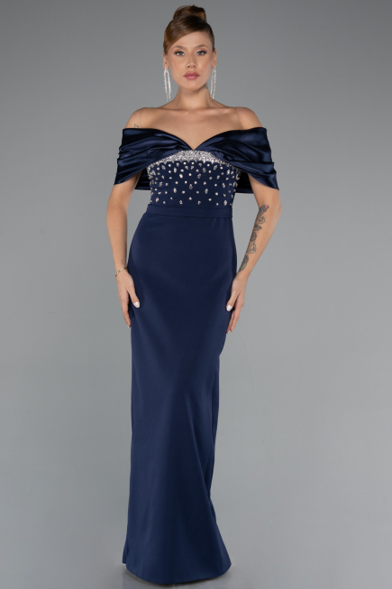 Robe de Soirée Longue Bleu Marine ABU5352