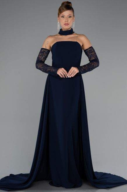 Robe de Soirée Longue Bleu Marine ABU5355