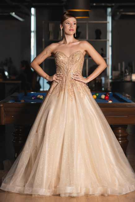 Robe Haute Couture Longue Or ABU5343