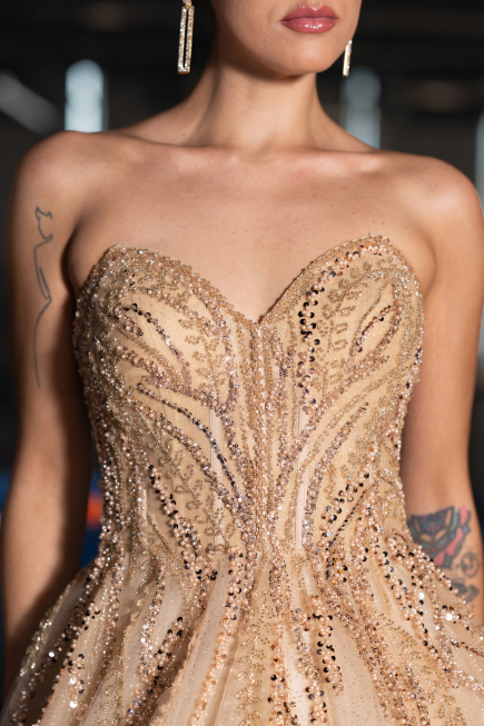 Robe Haute Couture Longue Or ABU5343