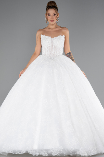 Robes de Mariage Longue Dantelle Blanc ABG163