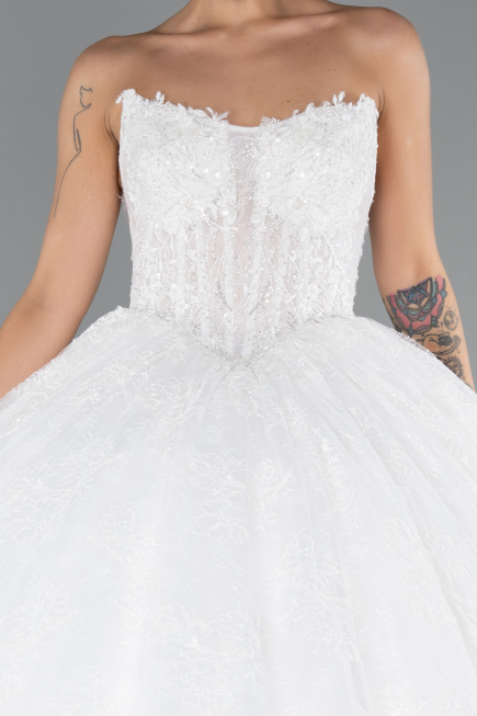 Robes de Mariage Longue Dantelle Blanc ABG163