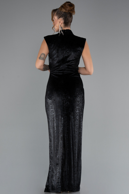 Robe de Soirée Longue Velours Noir ABU5373