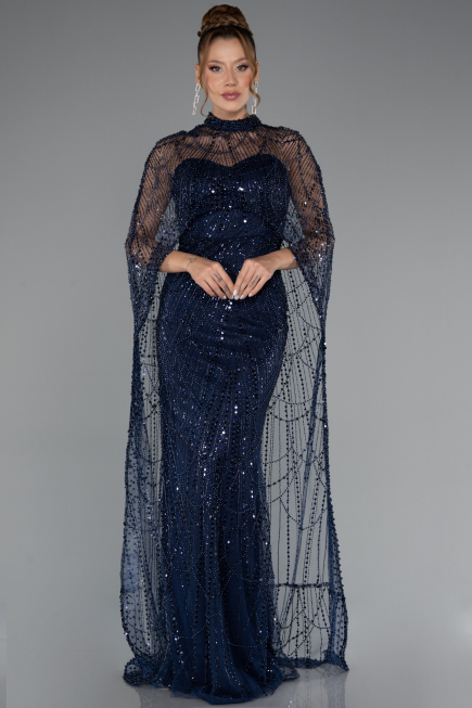 Robe de Soirée Longue Bleu Marine ABU4517
