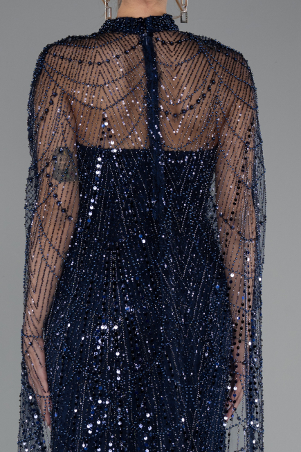Robe de Soirée Longue Bleu Marine ABU4517
