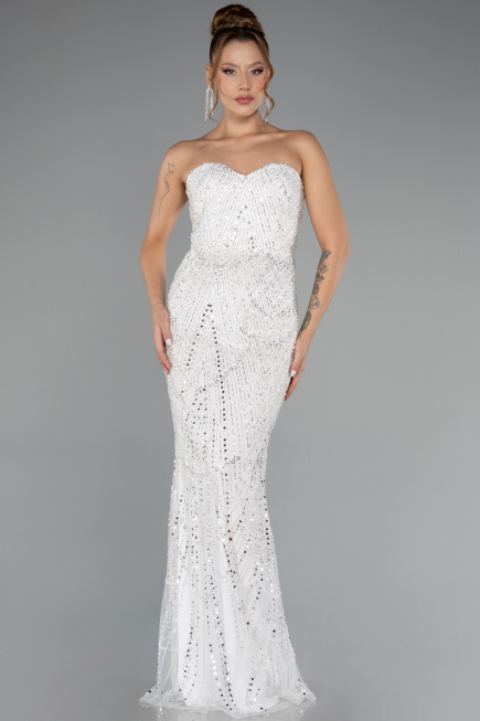 Robe de Soirée Longue Blanc ABU4517