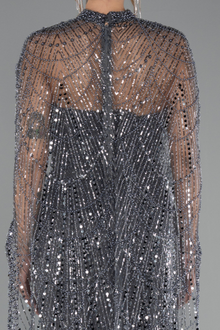 Robe De Soirée Longue Anthracite ABU4517