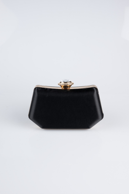 Sac de Soirée Luxe Satin Noir-Or SH812