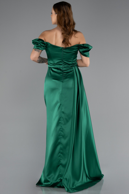 Robe de Fiançaille Longue Satin Émeraude ABU1606