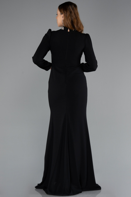 Tenue de Soirée Voilée Longue Noir ABU5393