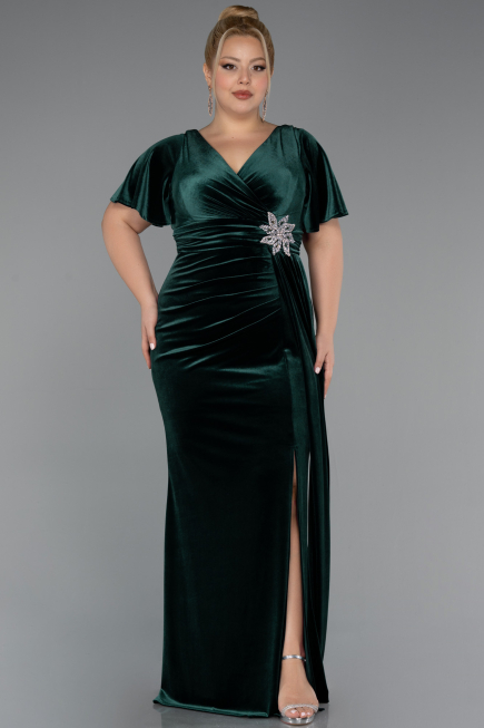 Robes De Soirée Grande Taille Velours Longue Émeraude ABU4317