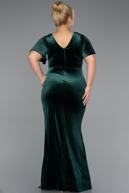 Robes De Soirée Grande Taille Velours Longue Émeraude ABU4317