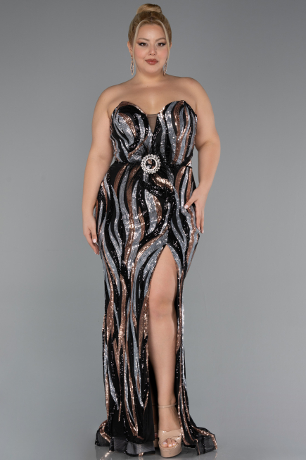 Robe de Soirée Grande Taille Longue Noir ABU5025