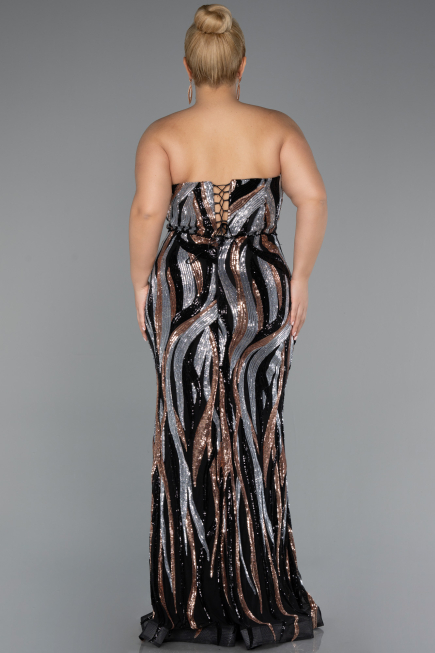 Robe de Soirée Grande Taille Longue Noir ABU5025