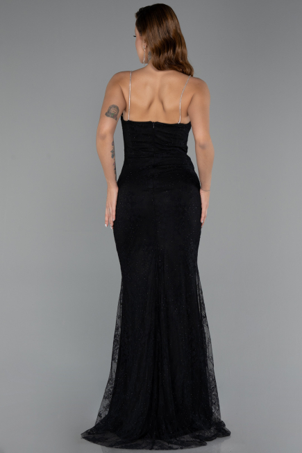 Robe de Soirée Longue Dantelle Noir ABU5407