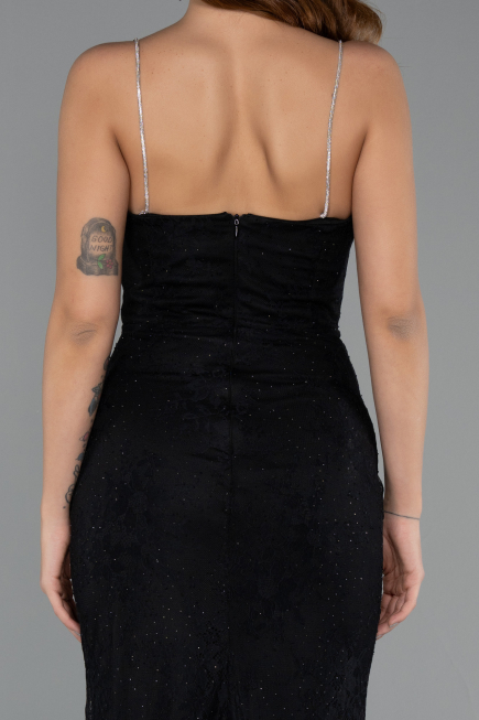 Robe de Soirée Longue Dantelle Noir ABU5407