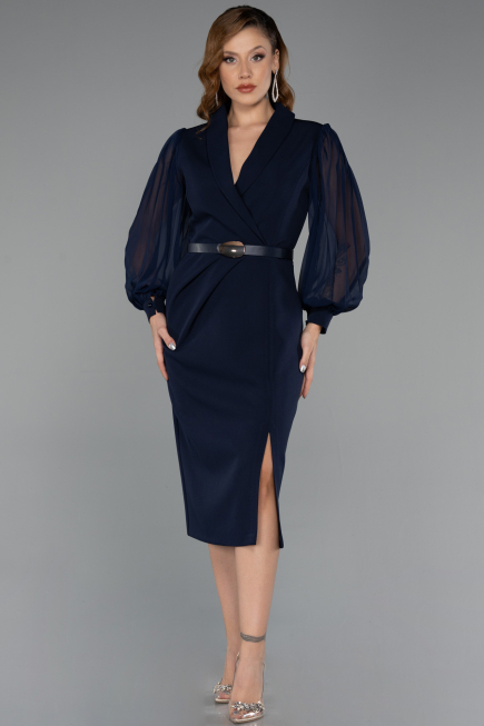Robe de Cérémonie Midi Bleu Marine ABK2462