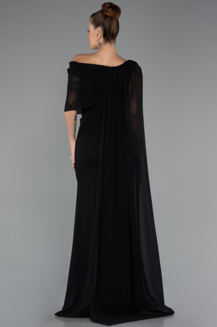 Robe de Soirée Longue Mousseline Noir ABU5418
