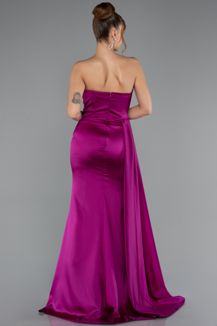 Robe de Soirée Longue Satin Fushia ABU4841