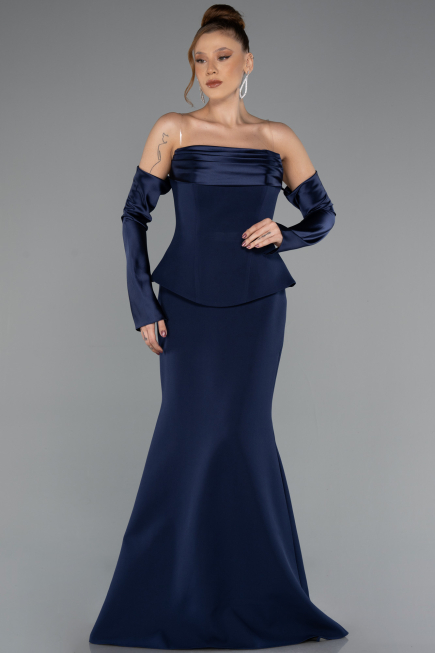 Robe Queue de Poisson Longue Bleu Marine ABU5421