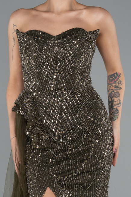 Robe de Soirée Longue Kaki ABU5425