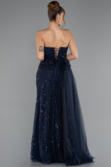 Robe de Soirée Longue Bleu Marine ABU5425