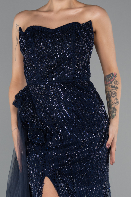 Robe de Soirée Longue Bleu Marine ABU5425