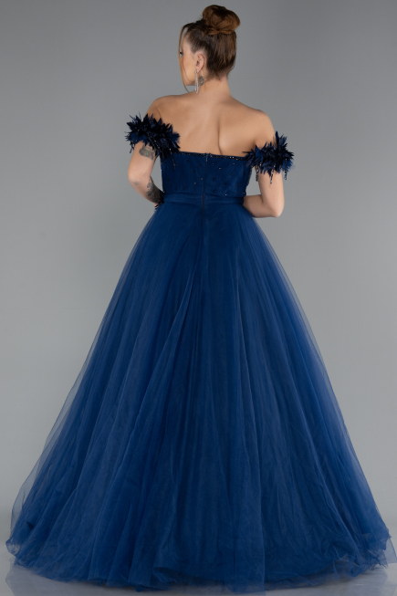 Robe de Soirée Longue Bleu Marine ABU5432