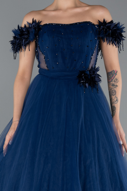 Robe de Soirée Longue Bleu Marine ABU5432