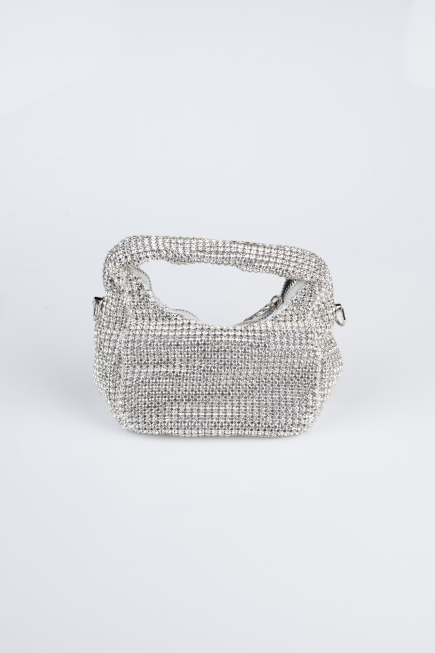 Sac de Soirée Luxe Pierreux Argent MN974