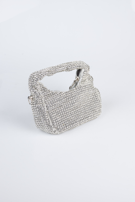 Sac de Soirée Luxe Pierreux Argent MN974