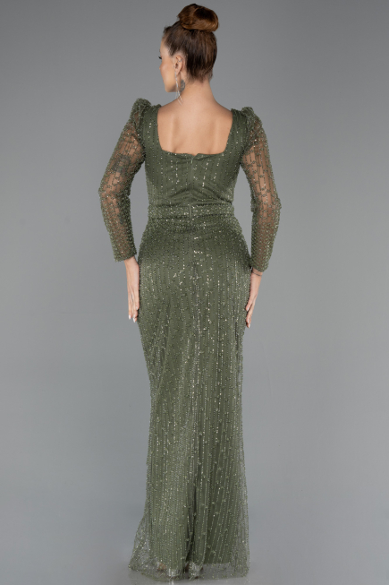 Robe de Soirée Longue Perlé Kaki ABU5431