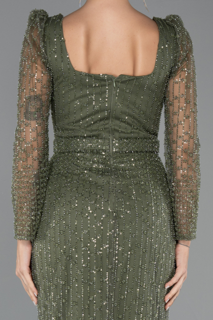 Robe de Soirée Longue Perlé Kaki ABU5431
