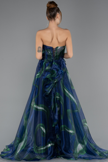 Robe de Soirée Longue Bleu Marine ABU5441