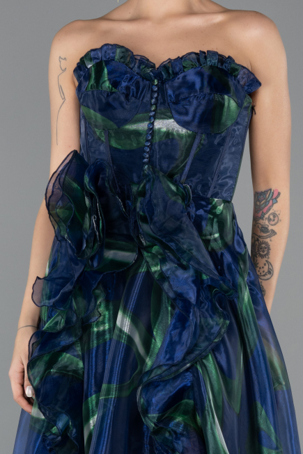 Robe de Soirée Longue Bleu Marine ABU5441