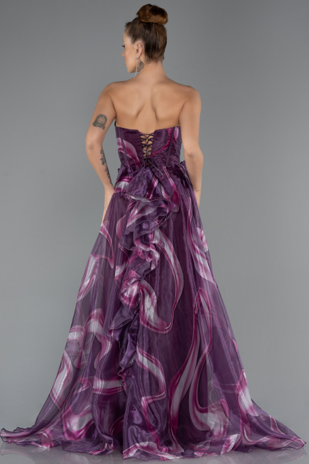 Robe de Soirée Longue Prune ABU5441
