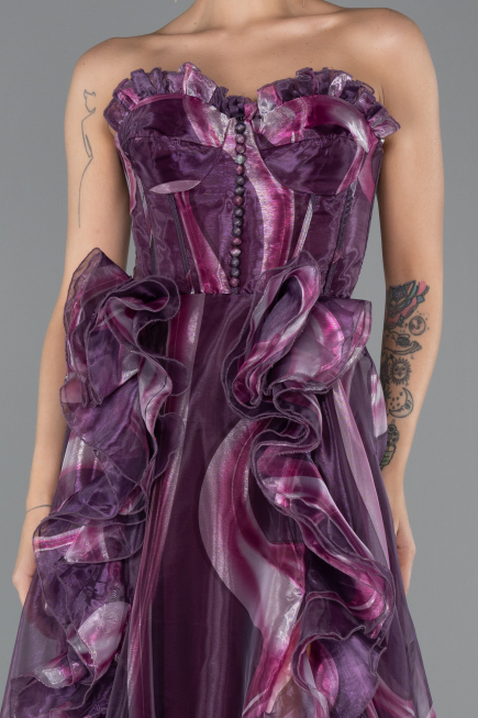 Robe de Soirée Longue Prune ABU5441
